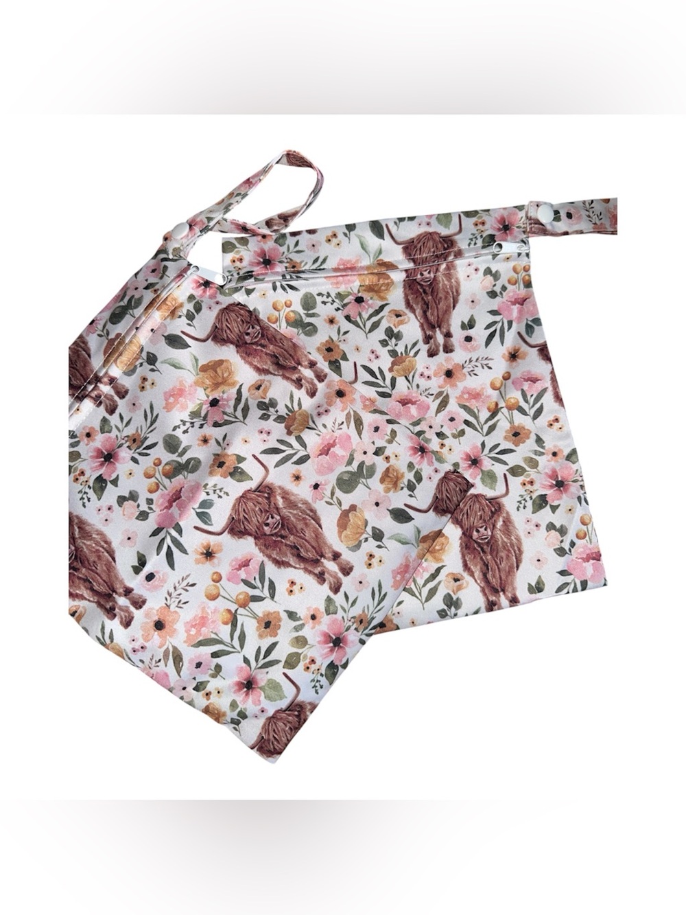 Floral Highland Cow whatever pouch